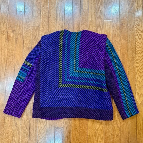 Vintage Fiberworks Handwoven Mohair Jacket Blazer Women’s Large XL Purple Blue - Picture 5 of 8